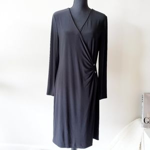 Classic Black Feaux Wrap Dress